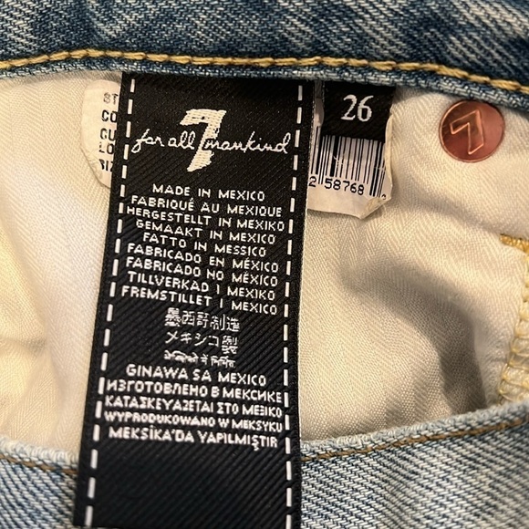 7 for All Mankind Jean Denim Cut Off Light Wash Distressed Skirt NWT Size 26 - Picture 5 of 8